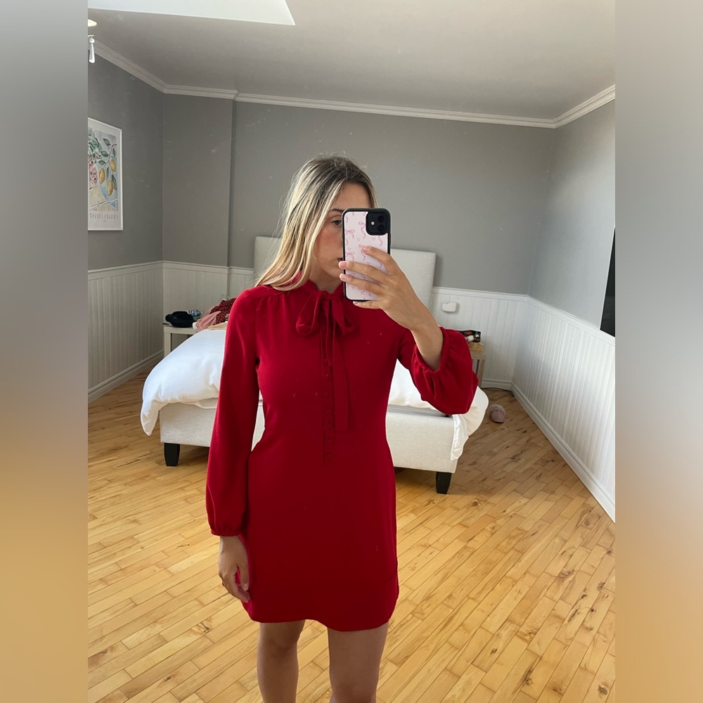 Zara red bow tie dress